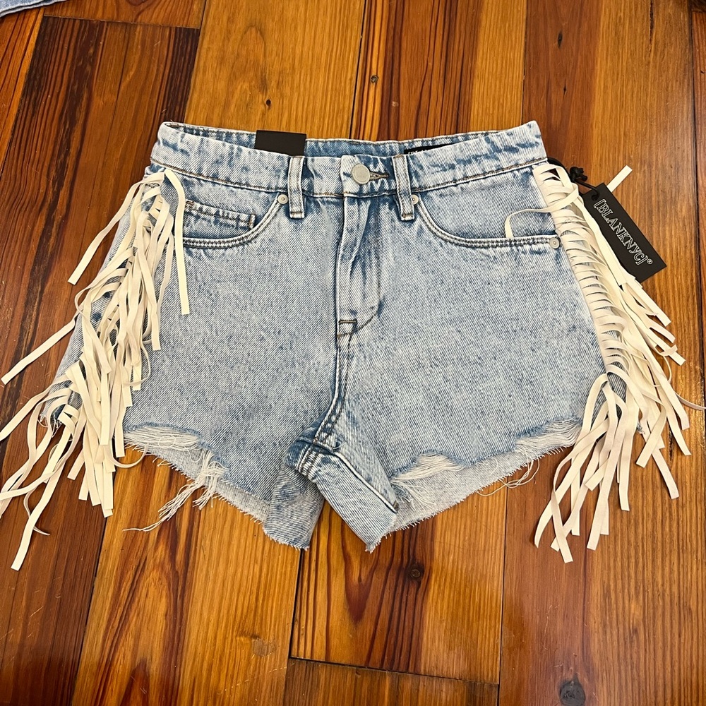 Blank NYC The Barrow fringe denim shorts